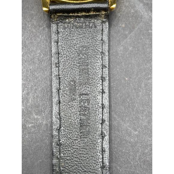 TIME Men's Quartz Wristwatch Gold Tone Stainless Steel Case Black Leather Band - Picture 6 of 9